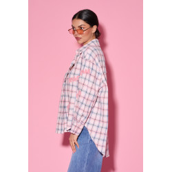Bawełniana koszula w kratę z dekoracyjnym haftem
