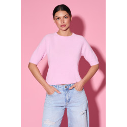 Dzianinowy sweter basic z krótkim rękawem