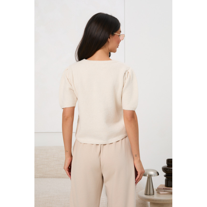 Sweter z aplikacją 3D w kształcie róży | Hurt odzieży włoskiej