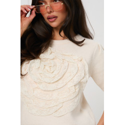 Sweter z aplikacją 3D w kształcie róży | Hurt odzieży włoskiej