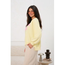 Bawełniana bluza oversize z napisem | Hurtownia odzieży damskiej italiamoda.pl