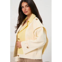 Kurtka typu trencz z kontrastową klapą i złotymi guzikami | Hurtownia online