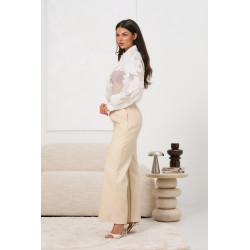 Spodnie z ekoskóry z prostą nogawką | Hurtownia odzieży włoskiej