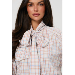 Koszula w kratę z wiązaniem przy szyi | Hurtownia odzieży na sztuki