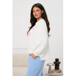 Bawełniana bluza oversize z napisem | Hurtownia odzieży damskiej italiamoda.pl