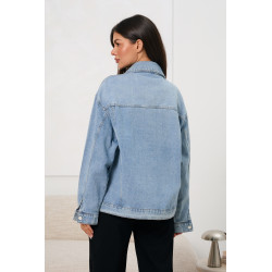 Kurtka jeansowa z kwiatowymi naszywkami | Hurtownia odzieży dla butiku