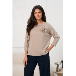 Bluzka z rękawem 3/4 i ozdobną różą