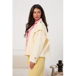 Kurtka typu trencz z kontrastową klapą i złotymi guzikami | Hurtownia online