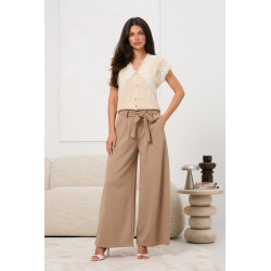 Spodnie typu palazzo z wiązaniem