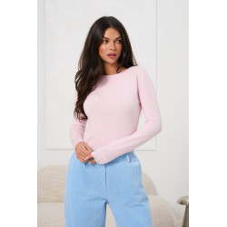 Sweter basic z gładkim wykończeniem dzianinowym | Hurtownia odzieży damskiej