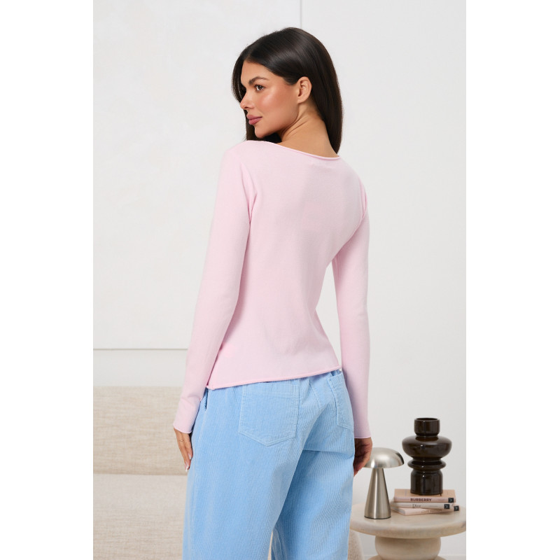 Sweter basic z gładkim wykończeniem dzianinowym | Hurtownia odzieży damskiej