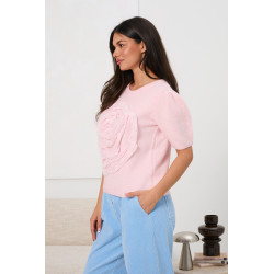 Sweter z aplikacją 3D w kształcie róży | Hurt odzieży włoskiej