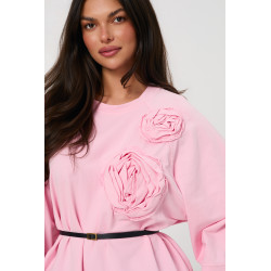 Bluza oversize z aplikacjami w kształcie róż i paskiem | Hurtownia online