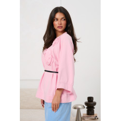 Bluza oversize z aplikacjami w kształcie róż i paskiem | Hurtownia online