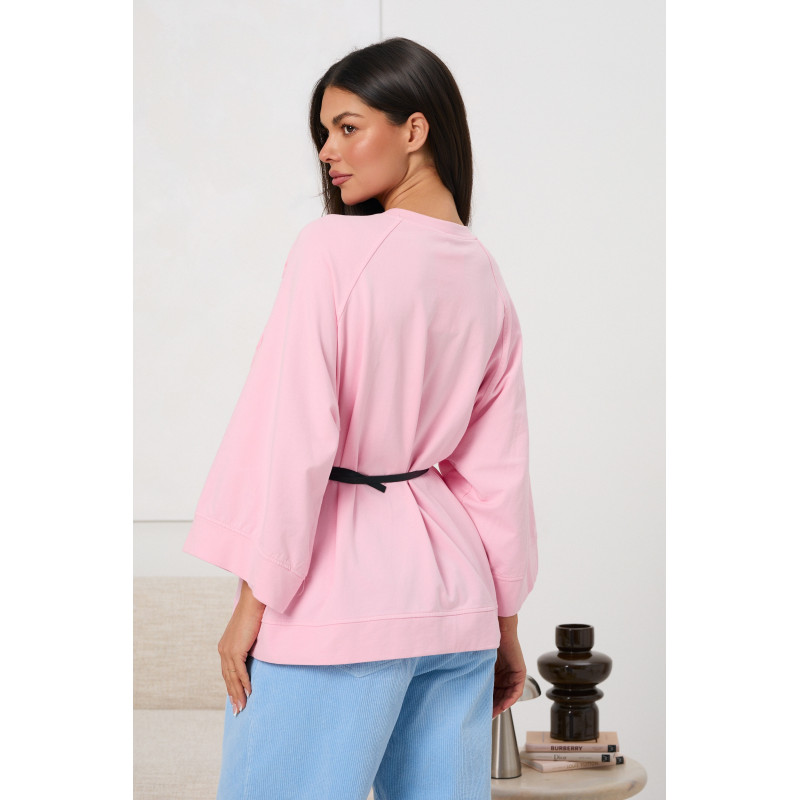 Bluza oversize z aplikacjami w kształcie róż i paskiem | Hurtownia online