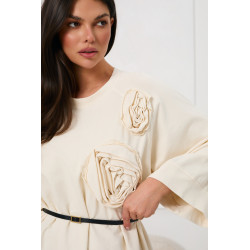 Bluza oversize z aplikacjami w kształcie róż i paskiem | Hurtownia online