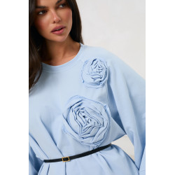 Bluza oversize z aplikacjami w kształcie róż i paskiem | Hurtownia online