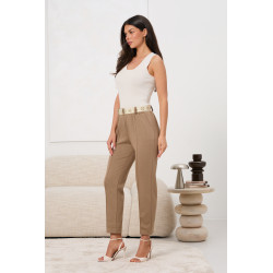 Spodnie cygaretki z ozdobnym paskiem | Hurtownia odzieży damskiej na sztuki