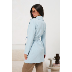 Dwurzędowy płaszcz z wiązaniem w talii