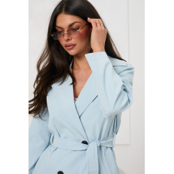 Dwurzędowy płaszcz z wiązaniem w talii