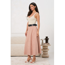 Zamszowa spódnica midi z paskiem | Hurtownia odzieży damskiej italiamoda.pl