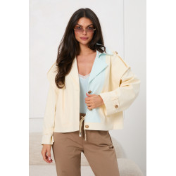 Kurtka typu trencz z kontrastową klapą i złotymi guzikami | Hurtownia online