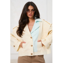Kurtka typu trencz z kontrastową klapą i złotymi guzikami | Hurtownia online