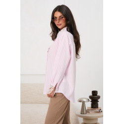 Koszula w paski z haftowanym kołnierzykiem i mankietami