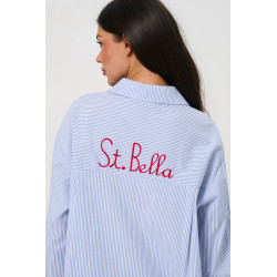 Koszula oversize w paski z haftem | Hurtownia odzieży damskiej z Włoch