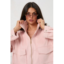 Zamszowa kurtka oversize z kieszeniami