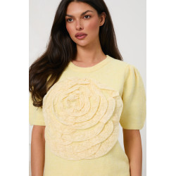 Sweter z aplikacją 3D w kształcie róży | Hurt odzieży włoskiej