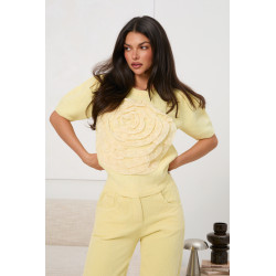 Sweter z aplikacją 3D w kształcie róży | Hurt odzieży włoskiej