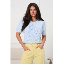 Sweter z aplikacją 3D w kształcie róży | Hurt odzieży włoskiej