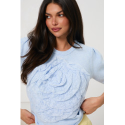 Sweter z aplikacją 3D w kształcie róży | Hurt odzieży włoskiej