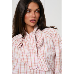 Koszula w kratę z wiązaniem przy szyi | Hurtownia odzieży na sztuki