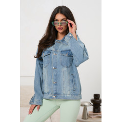 Kurtka jeansowa z malowanymi kwiatami na plecach | Hurtownia odzieży damskiej online
