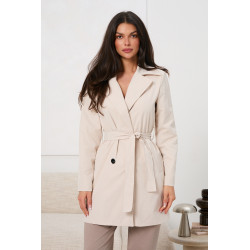 Dwurzędowy płaszcz z wiązaniem w talii