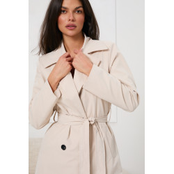 Dwurzędowy płaszcz z wiązaniem w talii