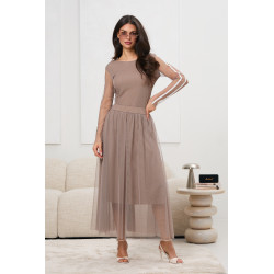 Komplet z tiulową spódnicą midi i bluzką z lampasami | Odzież damska hurt