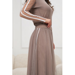 Komplet z tiulową spódnicą midi i bluzką z lampasami | Odzież damska hurt