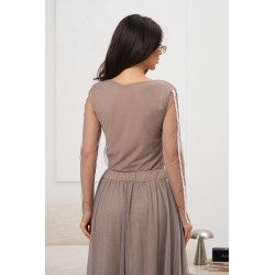 Komplet z tiulową spódnicą midi i bluzką z lampasami | Odzież damska hurt