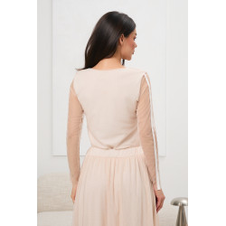 Komplet z tiulową spódnicą midi i bluzką z lampasami | Odzież damska hurt