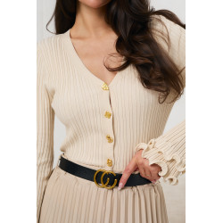 Bluzka z ozdobnymi złotymi guzikami i falbanką przy rękawie | Odzież damska w hurcie