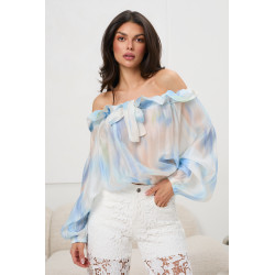 Bluzka hiszpanka z wiązaniem przy dekolcie