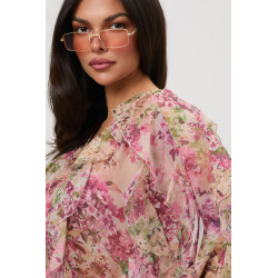 Bluzka szyfonowa w kwiaty z falbanami | Hurtownia odzieży z Włoch