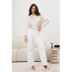 Białe jeansy z haftem w drobne różyczki
