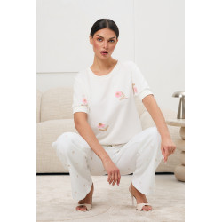 Bluzka z haftowanymi kwiatami | Hurtownia odzieży damskiej dla butiku