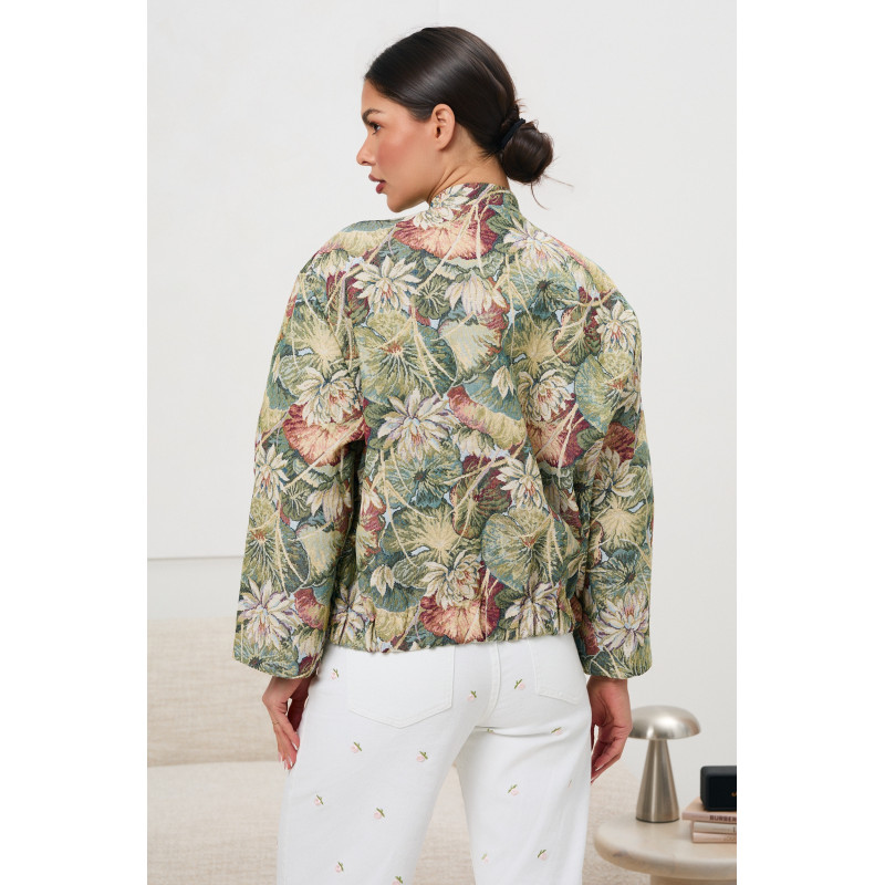 Kurtka żakardowa w kwiatowy wzór