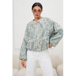 Kurtka bomberka we wzór paisley z bufiastymi rękawami | Hurt odzieży damskiej włoskiej