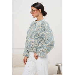 Kurtka bomberka we wzór paisley z bufiastymi rękawami | Hurt odzieży damskiej włoskiej